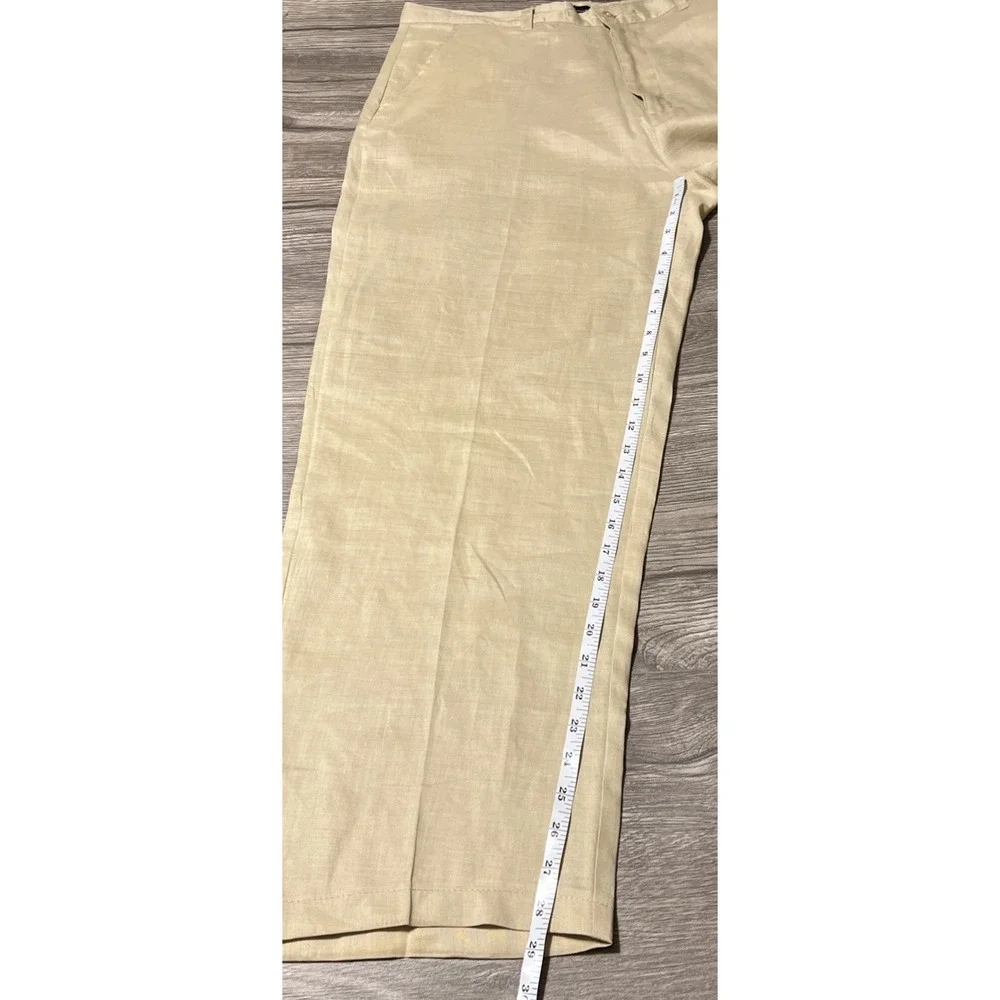 Godbody Collection Men's 100% Linen Straight Leg Pants in Beige Size 36x29